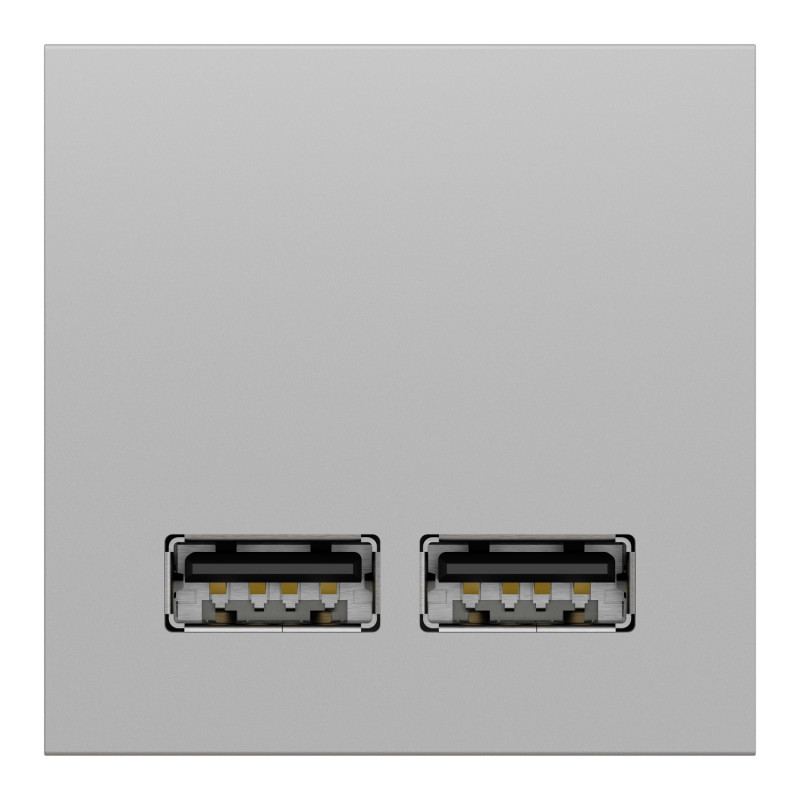 Розетка USB подвійна 2.1А 2 модулі алюмінію [NU341830] PC Unica New Шнейдер Електрік