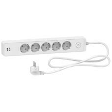 Удлинитель 1.5м с з/к 5 гнезд [ST945U1W] UNICA EXTEND Schneider Electric