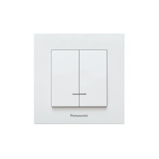 Выключатель двухклавишный с подсветкой Karre Plus 55 с рамкой ABS белый [WDTC90102WH-UA1] Panasonic