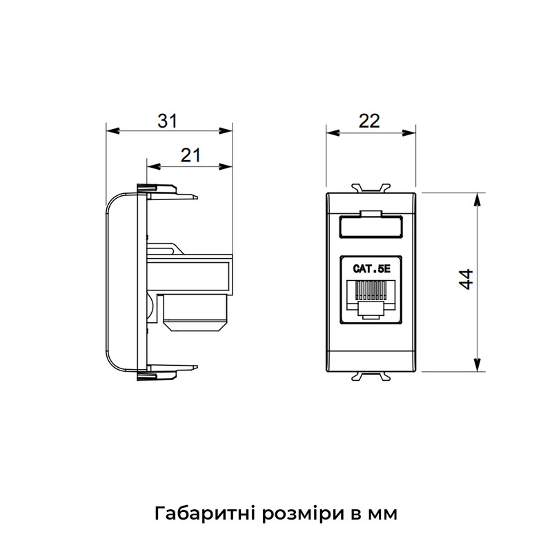Розетка компьютерная RJ45 кат.5е UTP 1 модуль Chorusmart слоновая кость технополимер [GW11421] Gewiss