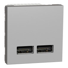 Розетка USB двойная 2.1А 2 модули алюминий [NU341830] PC Unica New Шнейдер Электрик