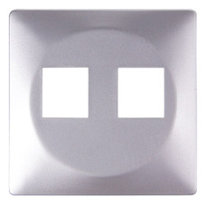 Панель для двойной розетки RJ12, RJ45 алюминий [ins0040101] E.NEXT e.lux.16121L.pn.aluminium