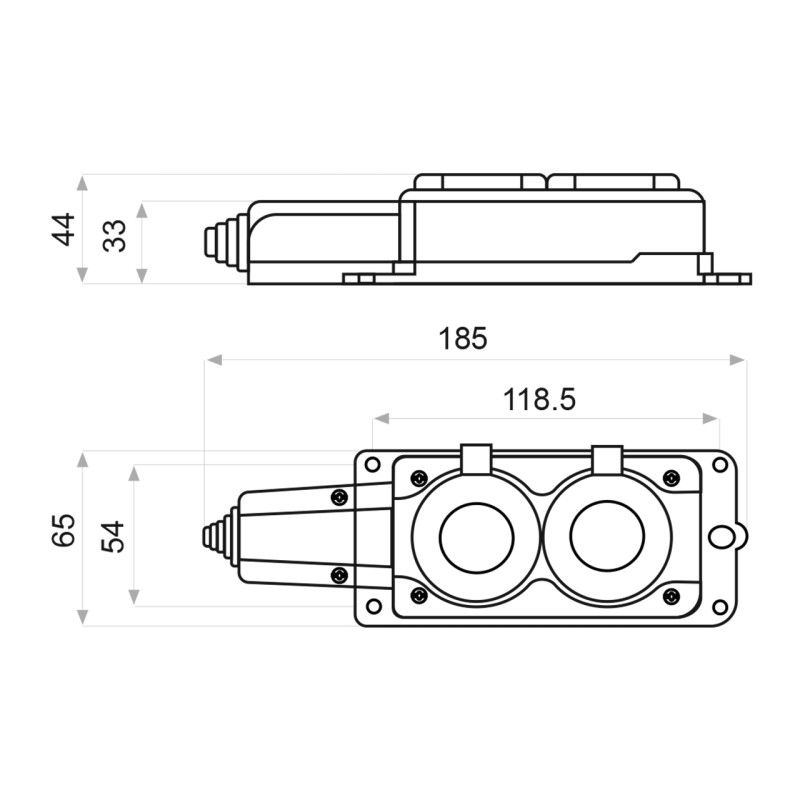 Колодка 2 гнезда с защитными крышками 16А 2Р+PE IP44 каучуковая [A0250010008] АСКО