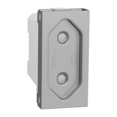 Розетка со шторками 16А Алюминий 45х22.5х39.3mm PC [NU303130] Unica New Schneider Electric