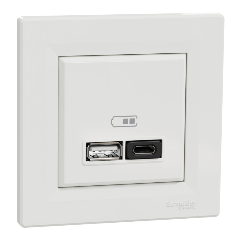 USB розетка A+C 3A Asfora белая ABS [EPH2700421] Шнейдер Электрик