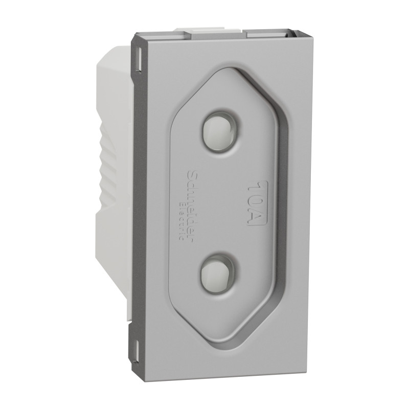 Розетка со шторками 16А Алюминий 45х22.5х39.3mm PC [NU303130] Unica New Schneider Electric