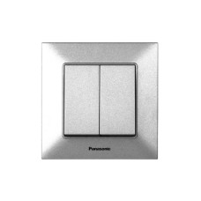 Выключатель двухклавишный Arkedia Slim с рамкой ABS серебристый [WNTC00092SL-UA1] Panasonic
