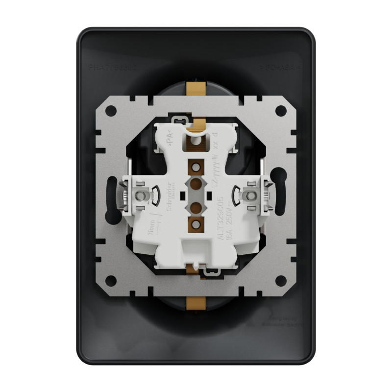 Двойная розетка 2P+E с заземлением черная [SDD314221] ABS-UV Sedna Design&Element Шнейдер Электрик