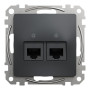 Два разъема RJ45 кат.5E UTP черный [SDD114452] ABS-UV Sedna Design&Element Шнейдер Электрик
