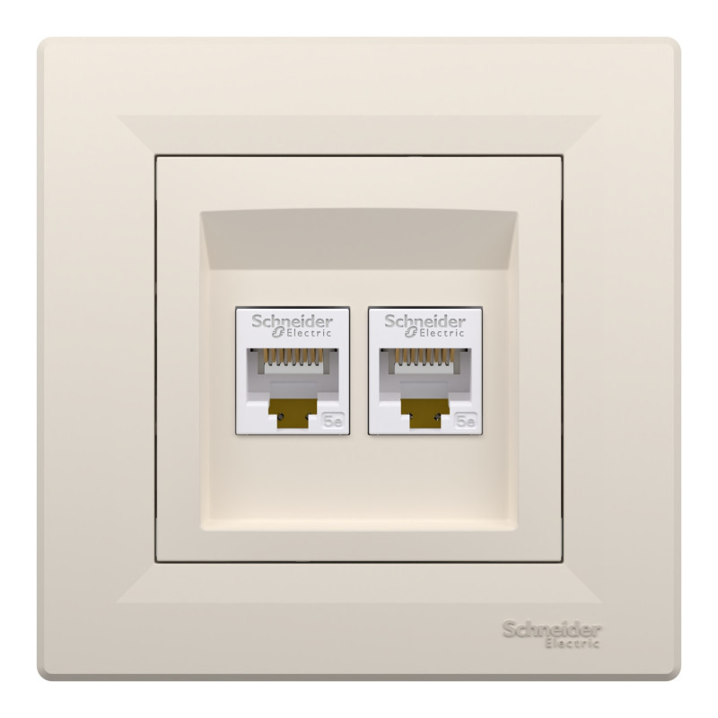 Розетка компьютерная с рамкой RJ45 UTP кат.5Е Asfora слоновая кость ABS [EPH4400123] Шнейдер Электрик
