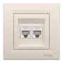 Розетка компьютерная с рамкой RJ45 UTP кат.5Е Asfora слоновая кость ABS [EPH4400123] Шнейдер Электрик