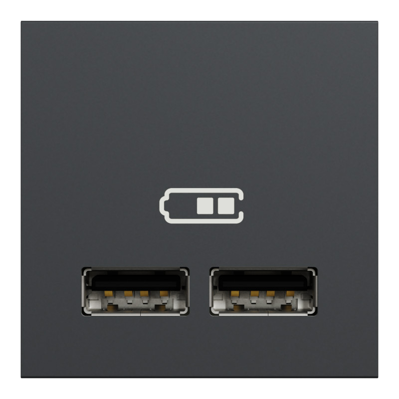 Розетка USB подвійна 2.1А 2 модулі антрациту [NU341854] PC Unica New Шнейдер Електрік