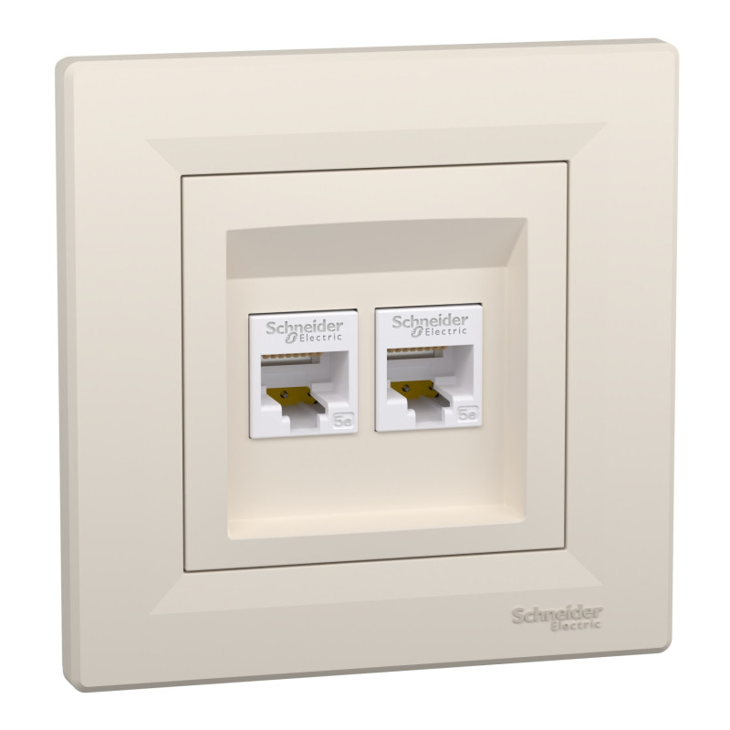Розетка компьютерная с рамкой RJ45 UTP кат.5Е Asfora слоновая кость ABS [EPH4400123] Шнейдер Электрик