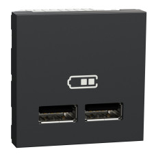 Розетка USB двойная 2.1А 2 модули антрацит [NU341854] PC Unica New Шнейдер Электрик