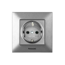 Розетка с заземлением Arkedia Slim серебряная ABS [WNTC02022SL-UA1] Panasonic