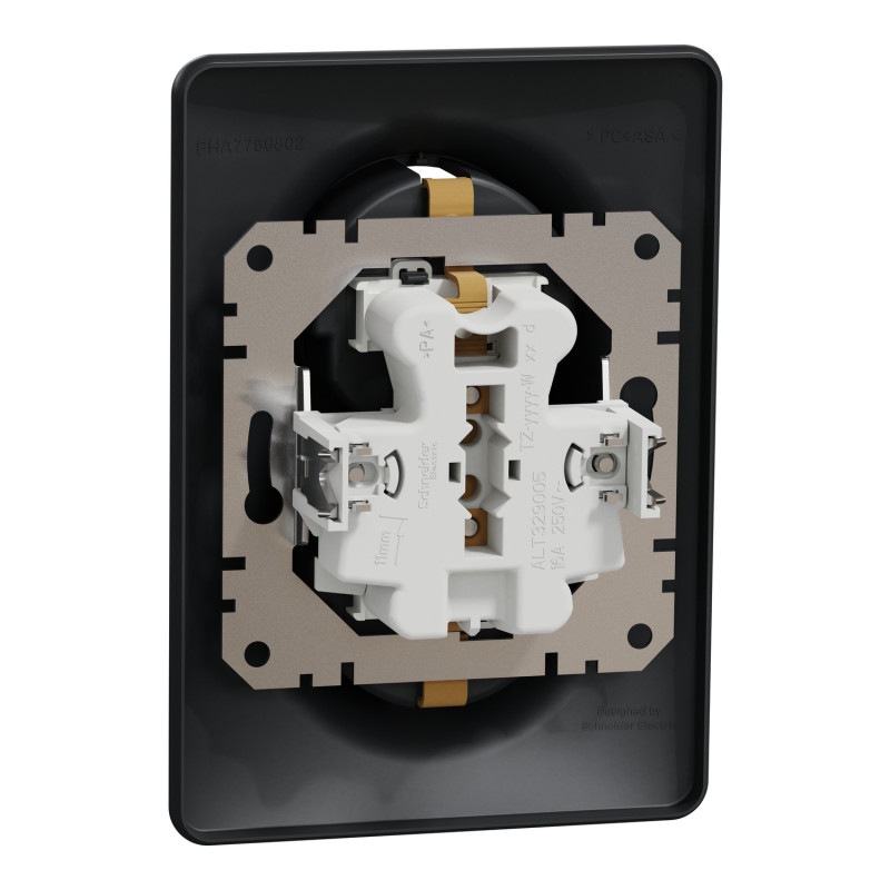 Двойная розетка 2P+E с заземлением черная [SDD314221] ABS-UV Sedna Design&Element Шнейдер Электрик