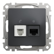 Розетка RJ45+RJ11 6UTP черный 73х73х37mm ABS-UV [SDD114468] Sedna Design & Elements Schneider Electric