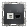 Розетка RJ45+RJ11 6UTP черный 73х73х37mm ABS-UV [SDD114468] Sedna Design & Elements Schneider Electric