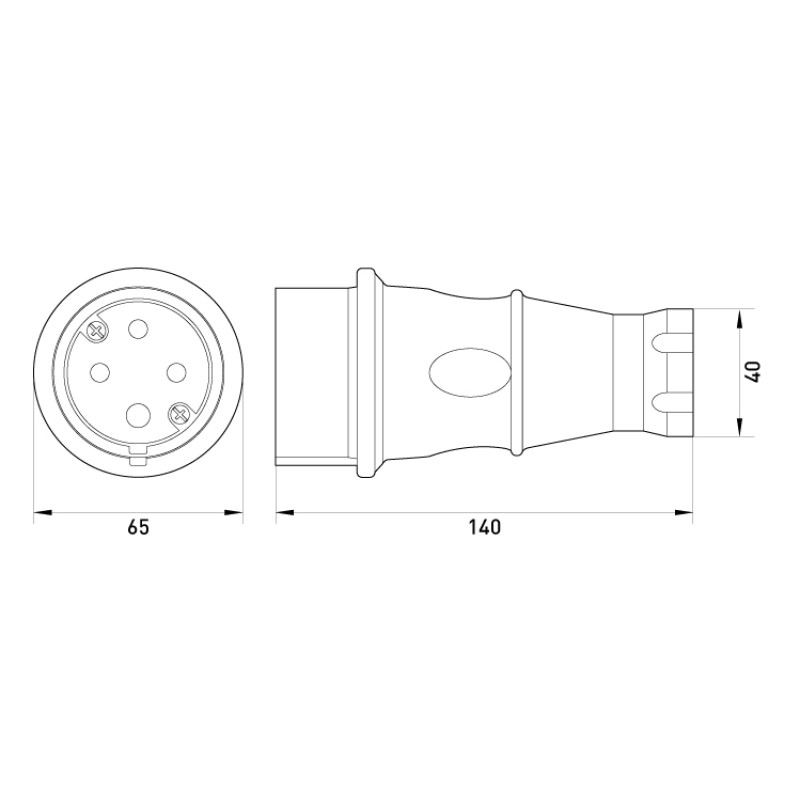 Силовая вилка 3P+N 32А 250В переносная каучук IP44 черная [s9100032] E.NEXT e.plug.rubber.070.32