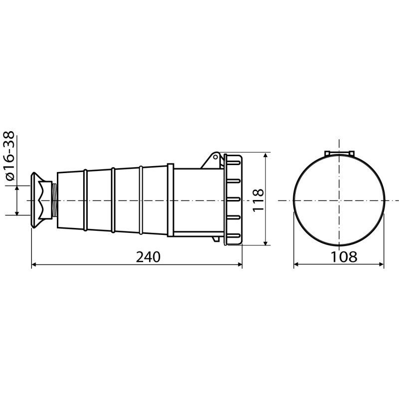 Силовая розетка 3P+N+PE 63А 400В переносная IP67 красная [A0080020009] ГП (235) АСКО