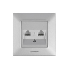 Компьютерная розетка 2xRJ45 кат.6е Arkedia Slim серебряная ABS [WNTC04072SL-UA1] Panasonic