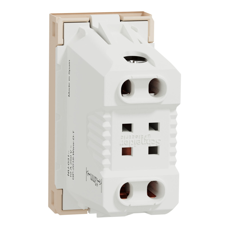 Розетка со шторками 10А Бежевый 45х22.5х37mm PC [NU303144] Unica New Schneider Electric