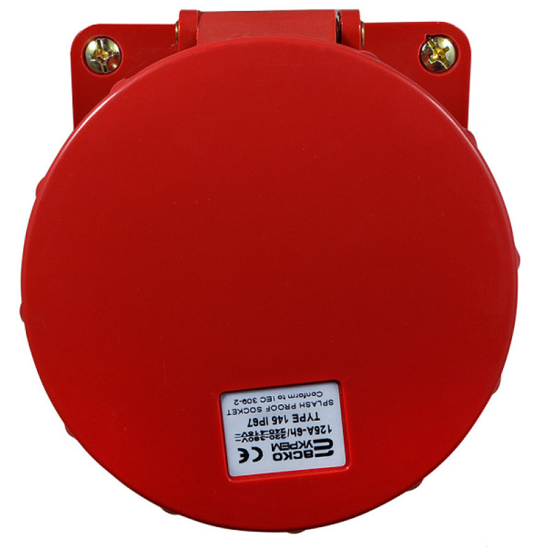 Силовая розетка 3P+N+PE 125А 400В стационарная IP67 красная [A0080040011] ГC (145) АСКО