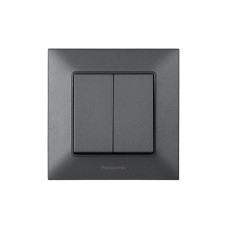 Выключатель двухклавишный Arkedia Slim с рамкой ABS дымчатый [WNTC00092DG-UA1] Panasonic