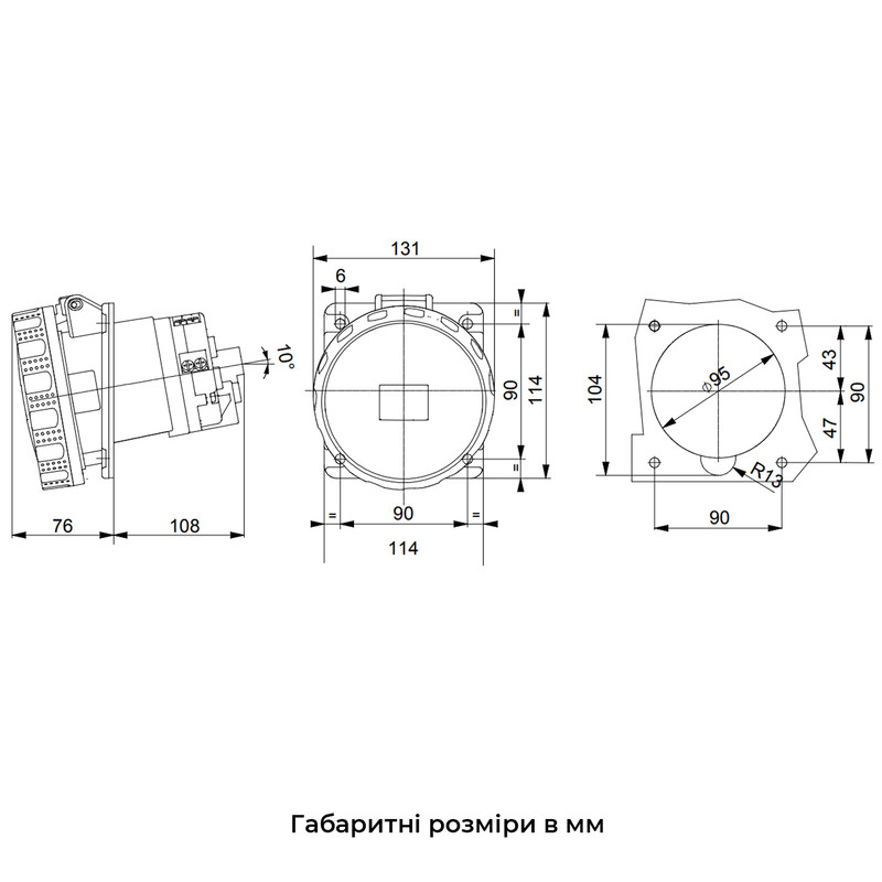 Силовая розетка 3P+N+E 125А 400В встраиваемая IP67 красная [GW62262H] IEC 309 HP GEWISS