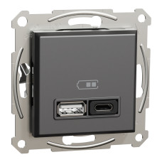 USB розетка A+C 3A Asfora черная ABS [EPH2700471] Шнейдер Электрик