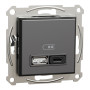 USB розетка A+C 3A Asfora чорна ABS [EPH2700471] Шнейдер Електрік