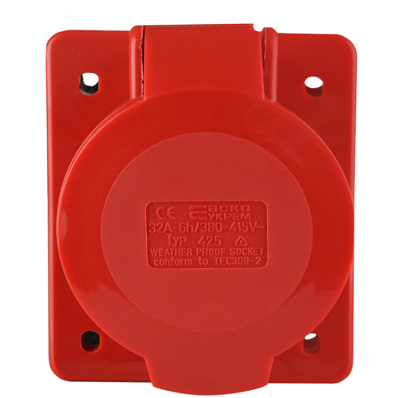 Силовая розетка 3P+N+PE 32А 400В встраиваемая IP44 красная [A0080030006] ГВ (425) АСКО