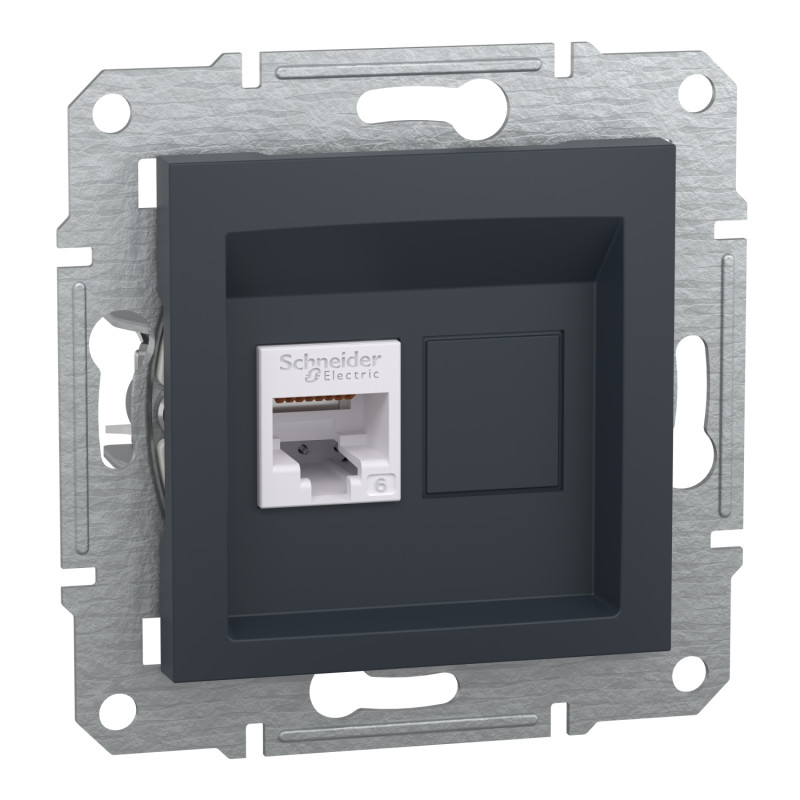 Розетка комп'ютерна RJ45 UTP кат.6 Asfora чорна ABS [EPH4700171] Шнейдер Електрік