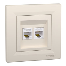 Розетка компьютерная с рамкой RJ45 UTP кат.5Е Asfora слоновая кость ABS [EPH4400123] Шнейдер Электрик