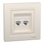 Розетка компьютерная с рамкой RJ45 UTP кат.5Е Asfora слоновая кость ABS [EPH4400123] Шнейдер Электрик