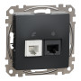 Розетка RJ45+RJ11 6UTP черный 73х73х37mm ABS-UV [SDD114468] Sedna Design & Elements Schneider Electric