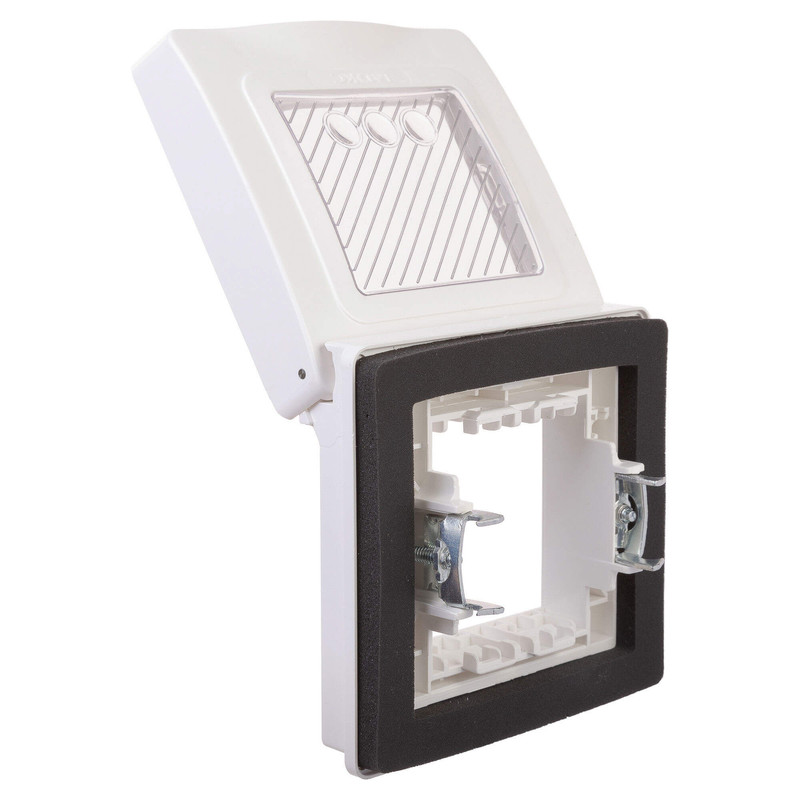 Рамка з кришкою 1-постовая 85х88х36,2мм IP55 белая [4400922] Avanti ДКС