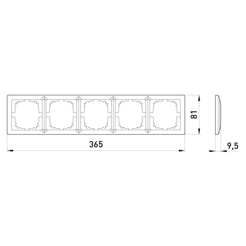 Рамка 5-постова 365х81х9,5мм антрацит [ins0040064] E.NEXT e.lux.10104L.5.fr.anthracite