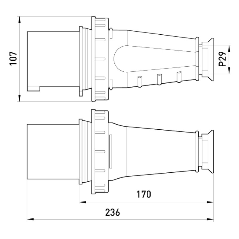Силовая вилка 3P+N+PE 63А 400В переносная IP57 красная [049] E.NEXT