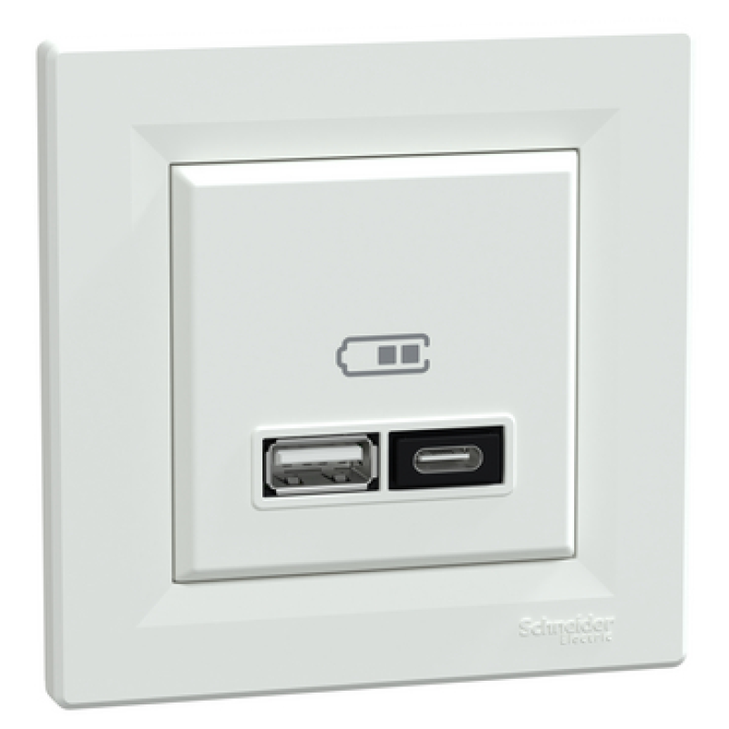 USB розетка тип А+С 21W 3A белый ABS [EPH2700521] Шнейдер Электрик