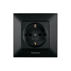 Розетка с заземлением Arkedia Slim черная ABS [WNTC02022BL-UA1] Panasonic