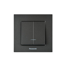 Выключатель двухклавишный с подсветкой Karre Plus 55 с рамкой ABS дымчатый [WDTC90102DG-UA1] Panasonic