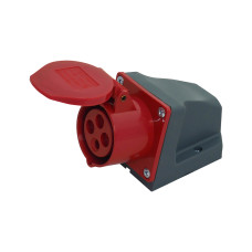 Силовая розетка 3P+PE 16А 400В стационарная IP44 красная [HPC-S114-016-4-IP44-U] UEC