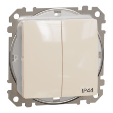 Двухклавишный выключатель IP44 Бежевый 73х73х38mm [SDD212105] Sedna Design & Elements Schneider Electric