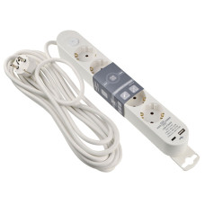 Сетевой фильтр-удлинитель 5 гнезд 5м с з/к USB+Type C с выключателем [ECO019001009] Ornat АСКО