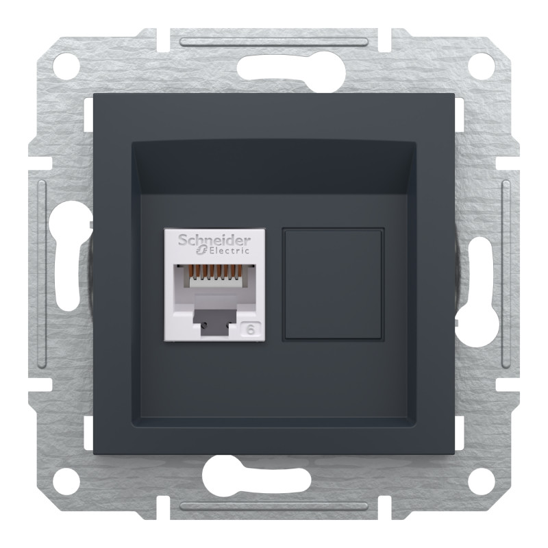 Розетка комп'ютерна RJ45 UTP кат.6 Asfora чорна ABS [EPH4700171] Шнейдер Електрік