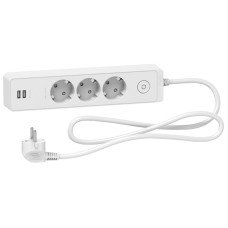 Удлинитель 1.5м с з/к 3 гнезда [ST943U1W] UNICA EXTEND Schneider Electric