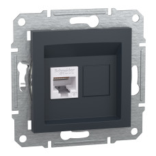 Розетка компьютерная RJ45 UTP кат.6 Asfora черная ABS [EPH4700171] Шнейдер Электрик