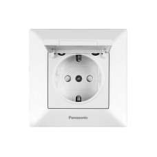 Розетка с заземлением Arkedia Slim с крышкой белая ABS [WNTC02102WH-UA1] Panasonic