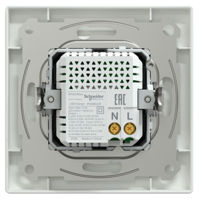 USB розетка тип А+С 21W 3A белый ABS [EPH2700521] Шнейдер Электрик